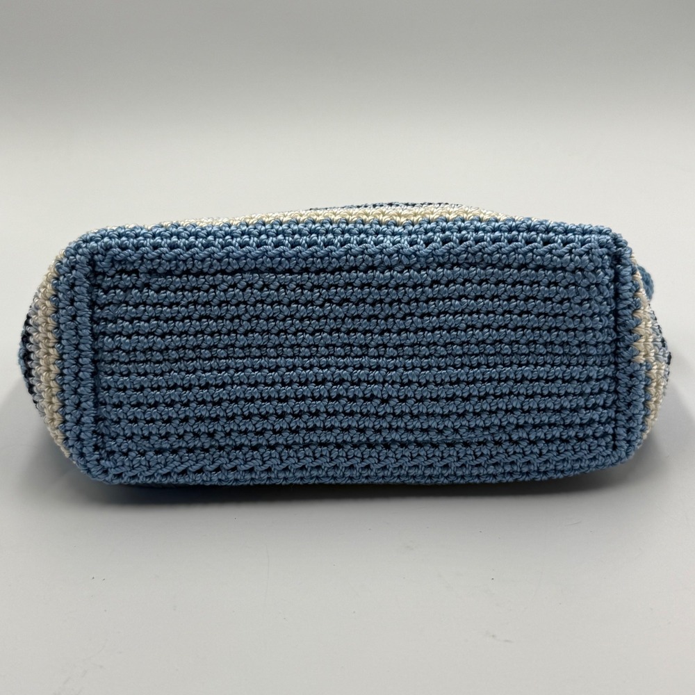 The Sak Crochet Stripe Shoulder Bag in Light Blue, Navy, Red, Cream - Picture 6 of 11